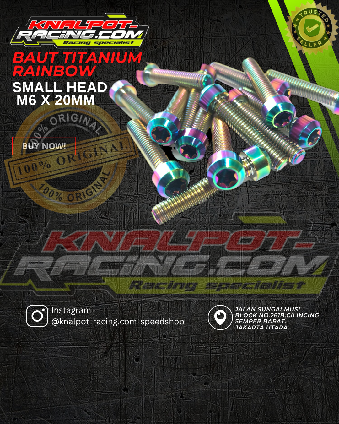 BAUT TITANIUM RAINBOW SMALL HEAD M6X20MM